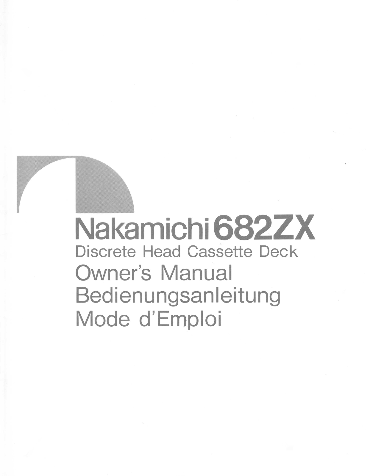 Nakamichi 682-ZX Owners manual