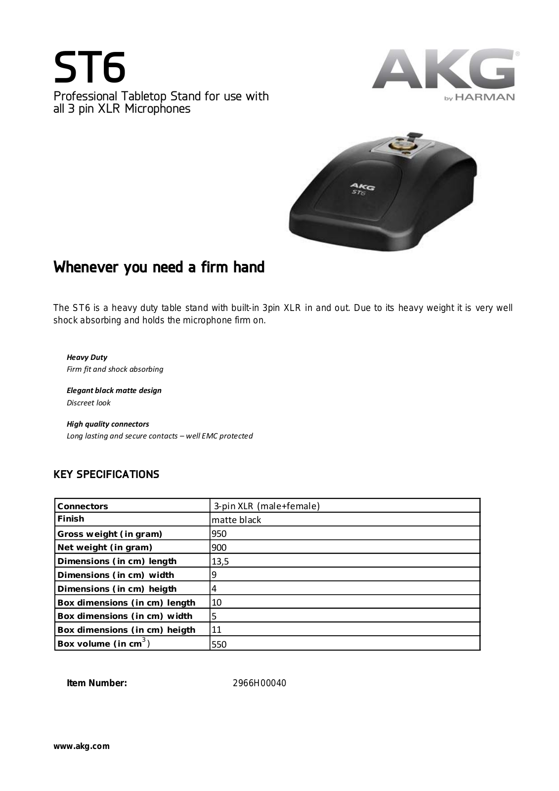 AKG ST6 Specifications