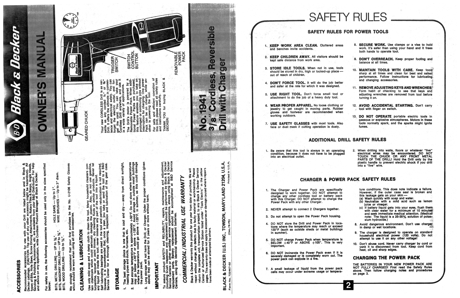 Black & Decker 1941 User Manual