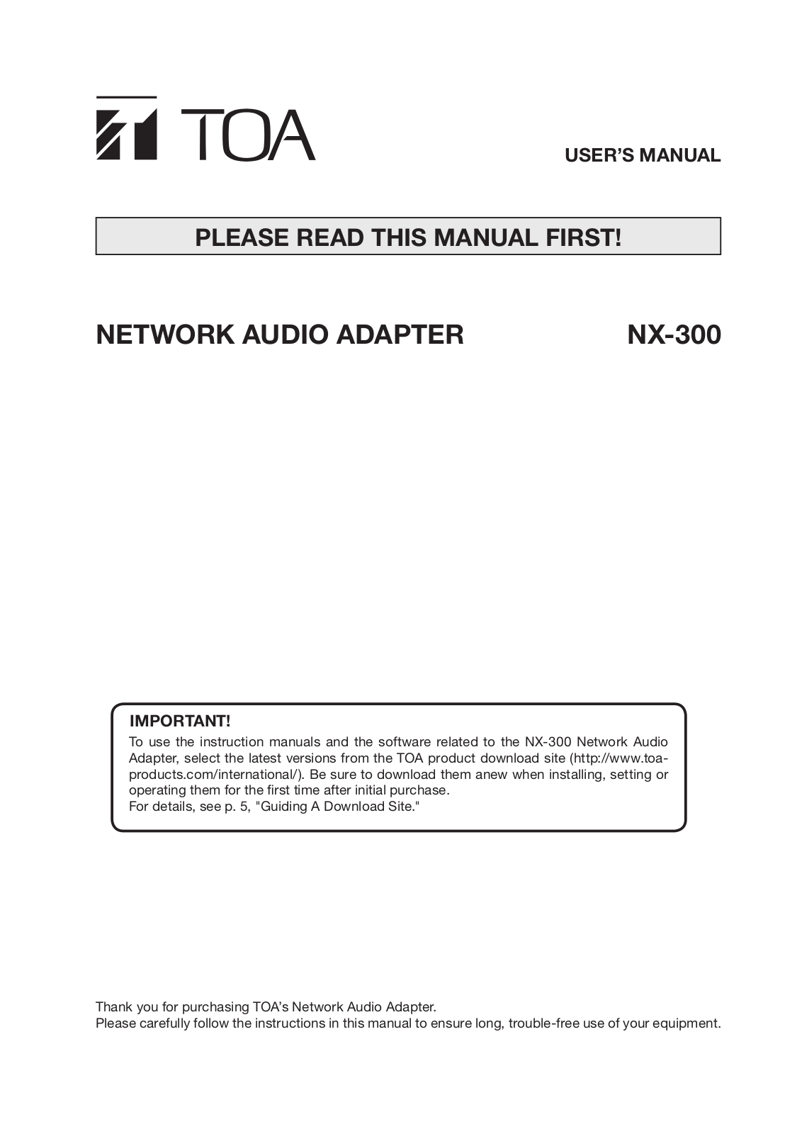 TOA NX-300PS Users Manual