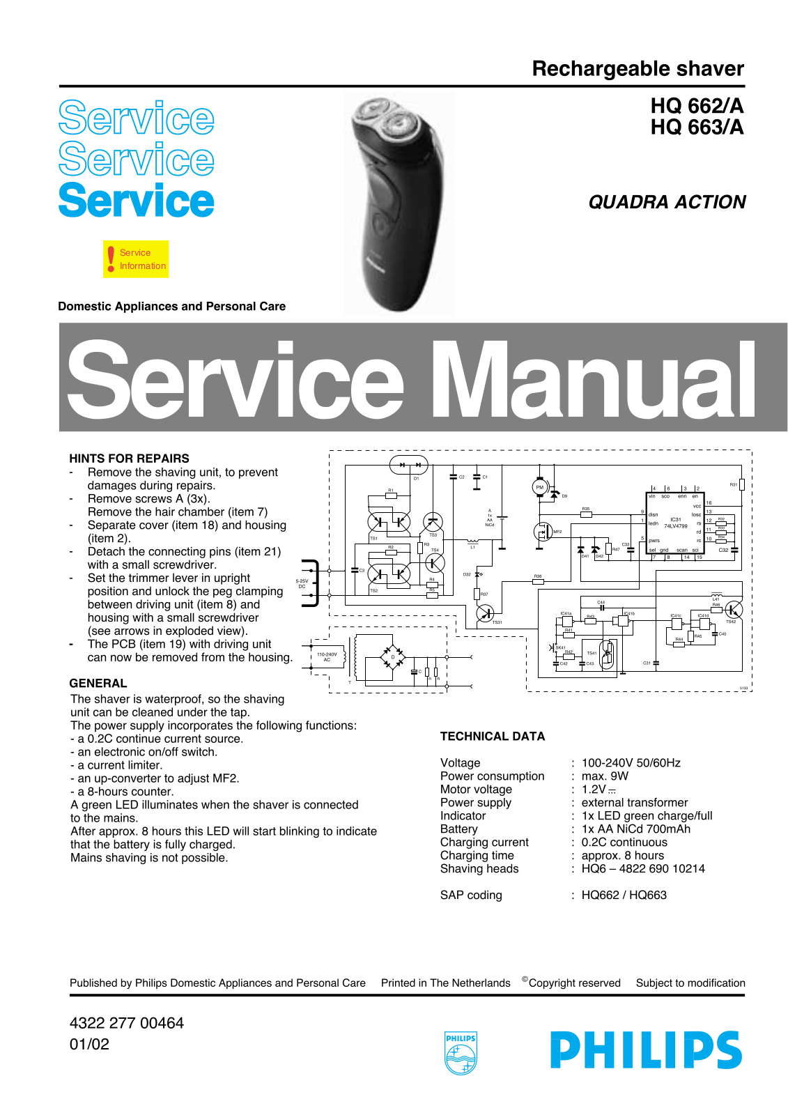 Philips HQ662A Service Manual