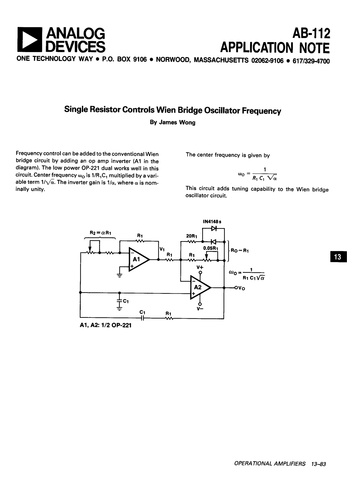 ANALOG DEVICES AB-112 Service Manual