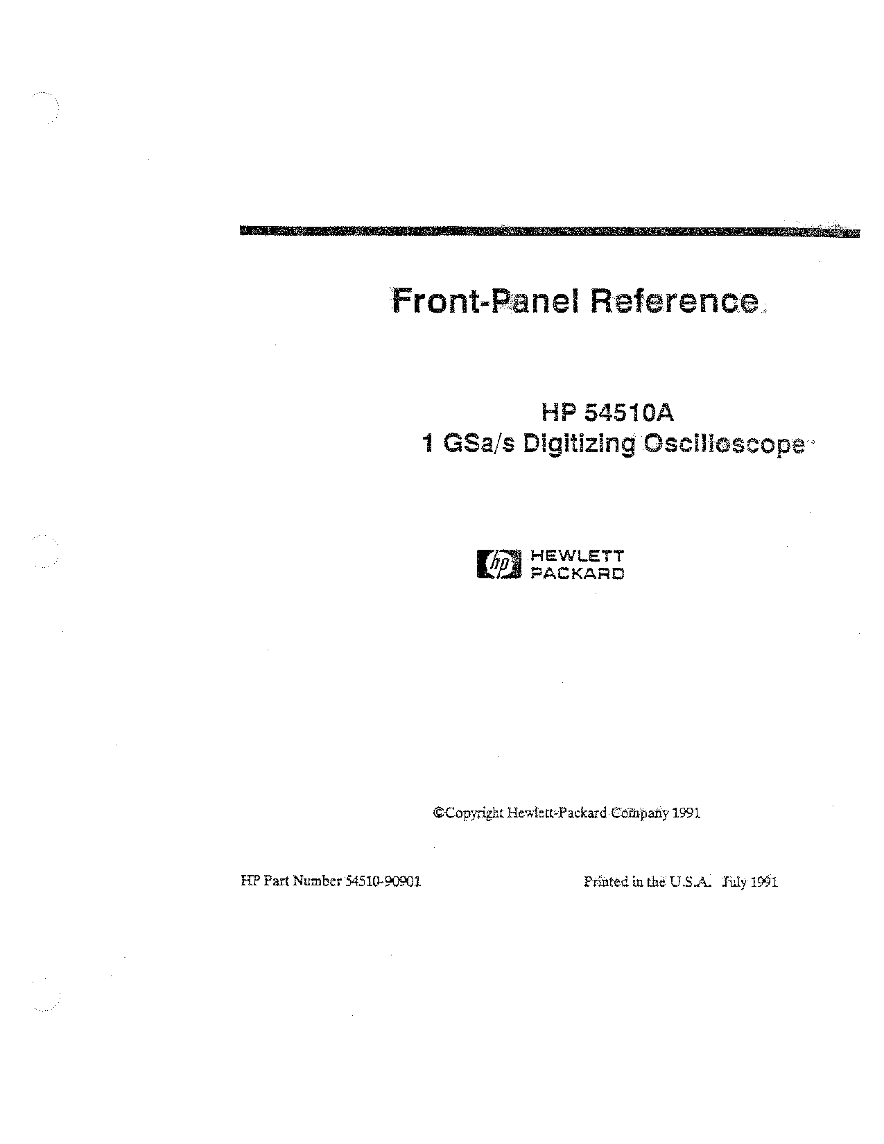 HP (Hewlett-Packard) 54510A User Manual
