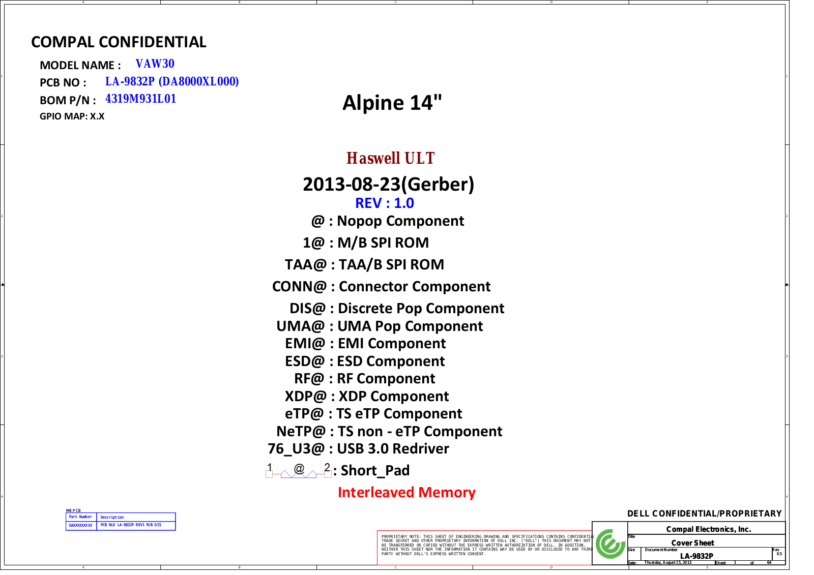 Compal LA-9832P VAW30 Alpine 14, Latitude E5440 Schematic