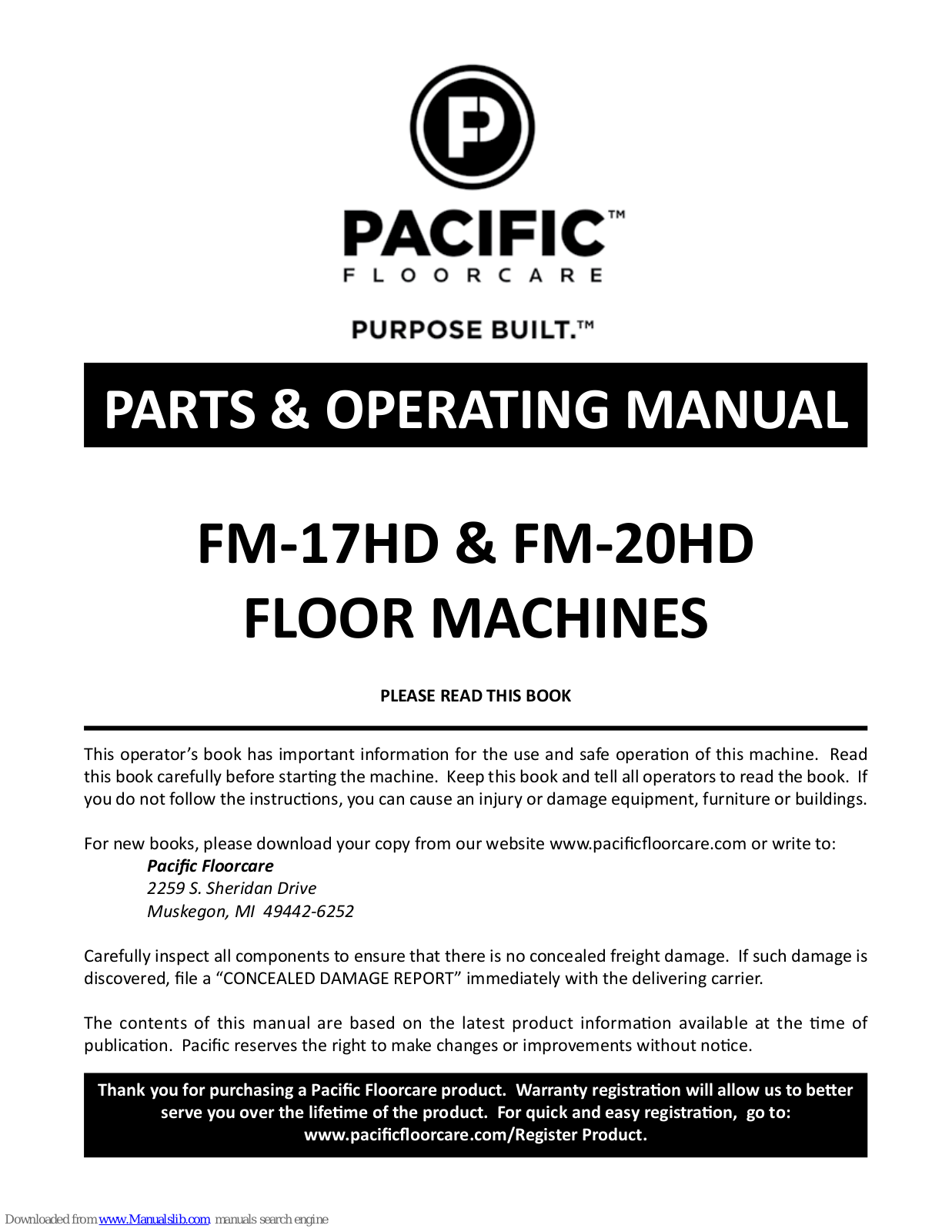 Pacific FM-17HD, FM-20HD Installation Manual