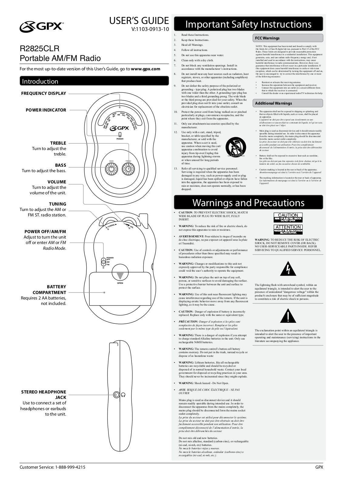 GPX R2825CLR User Manual