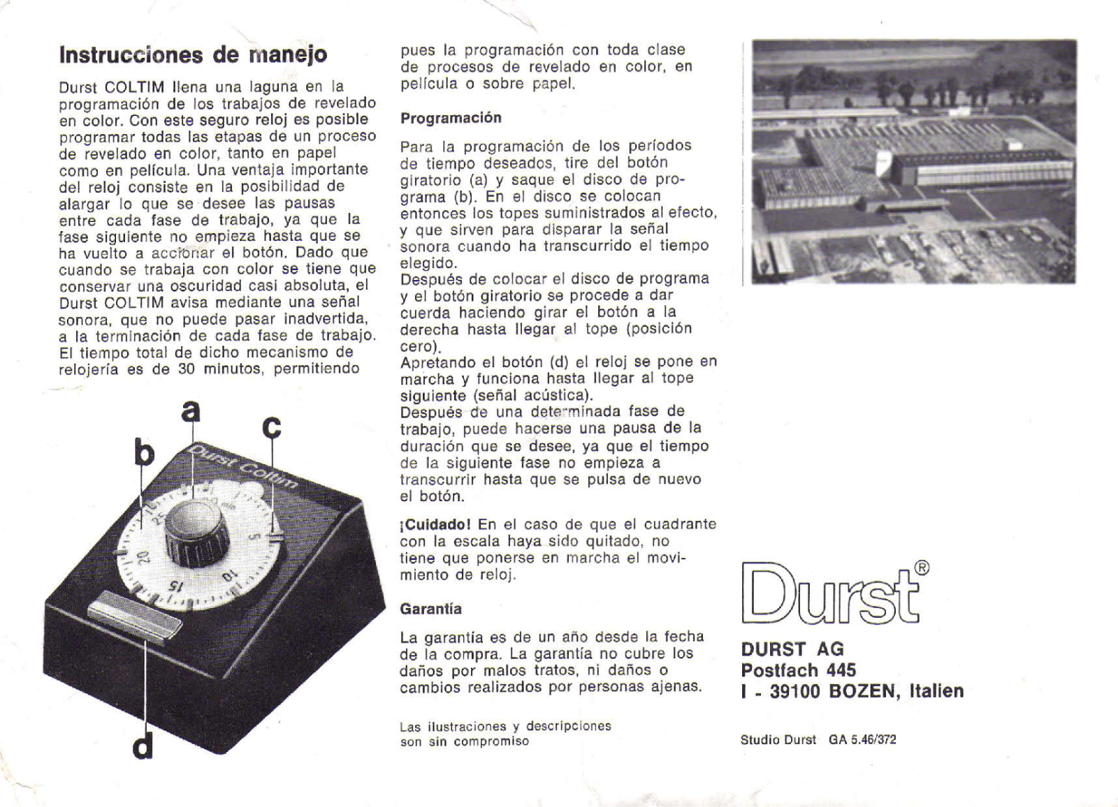 DURST COLTIM User Manual