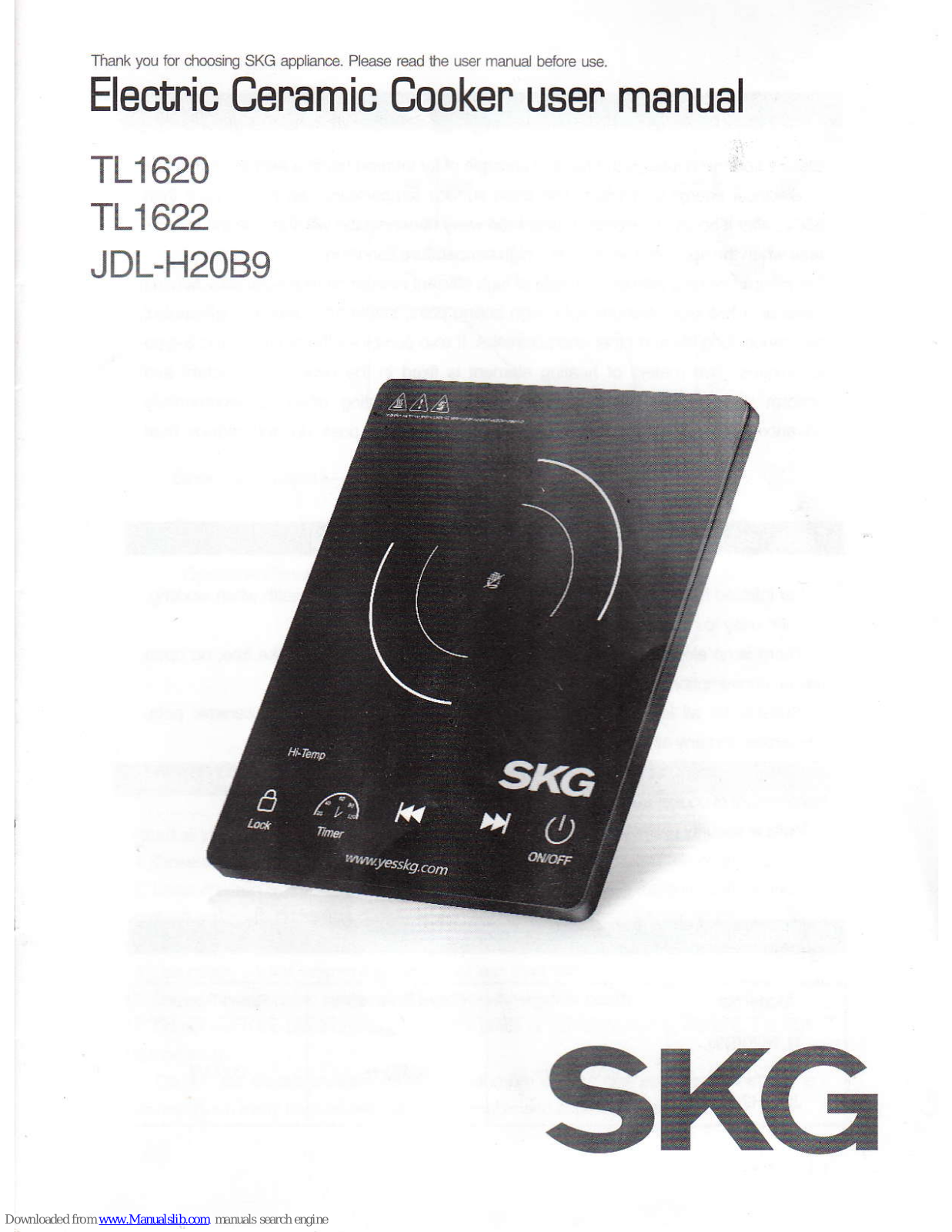 SKG TL1620, TL1622, JDL-H20B9 User Manual - ManualMachine.com