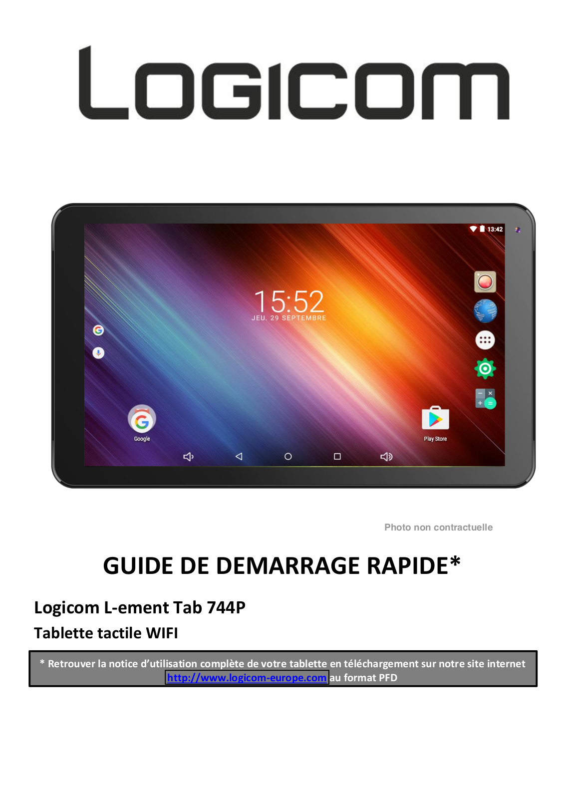 LOGICOM L-Ement Tab 744P Manuel de mise en route