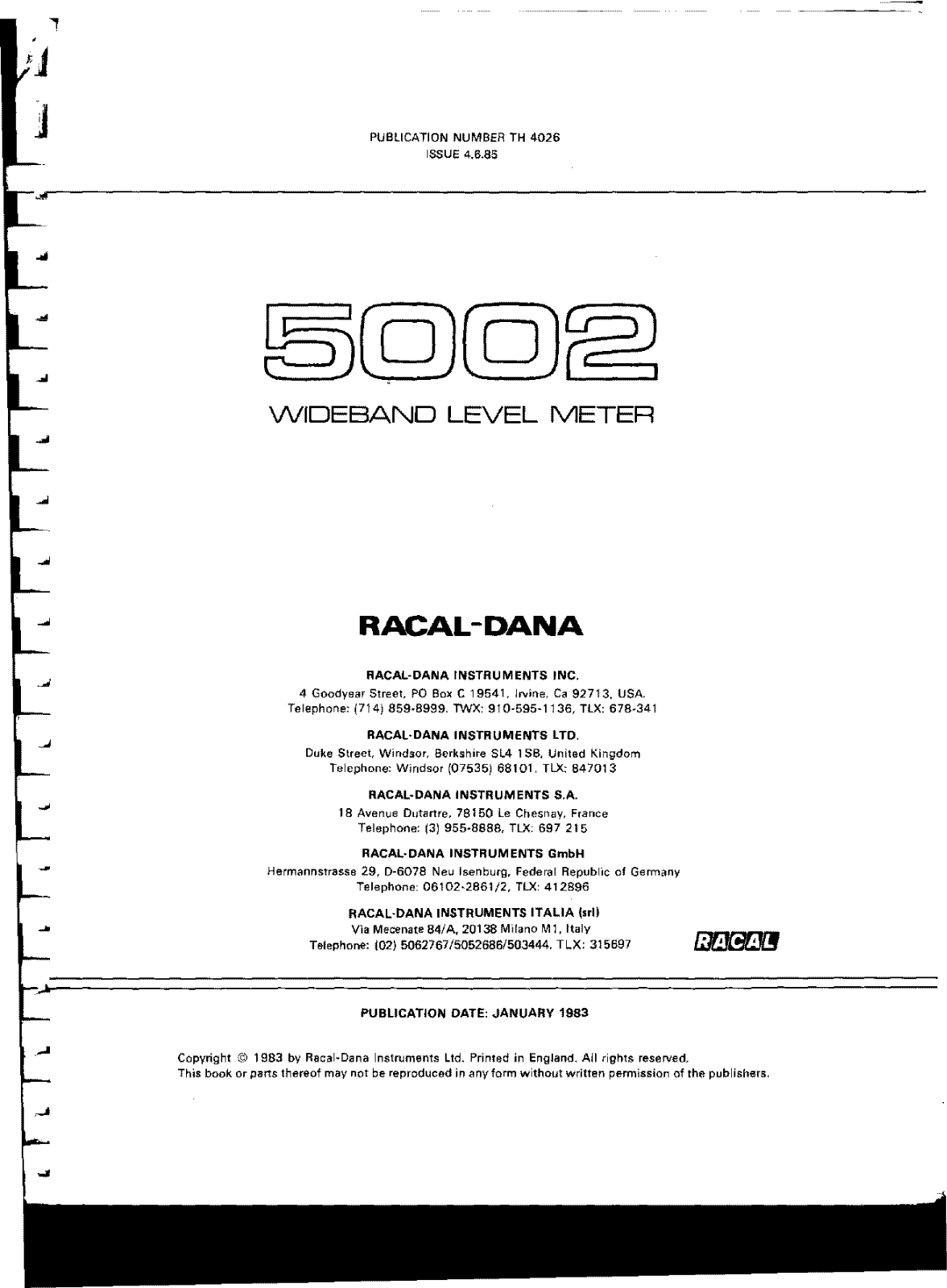 Racal 5002 Service Manual