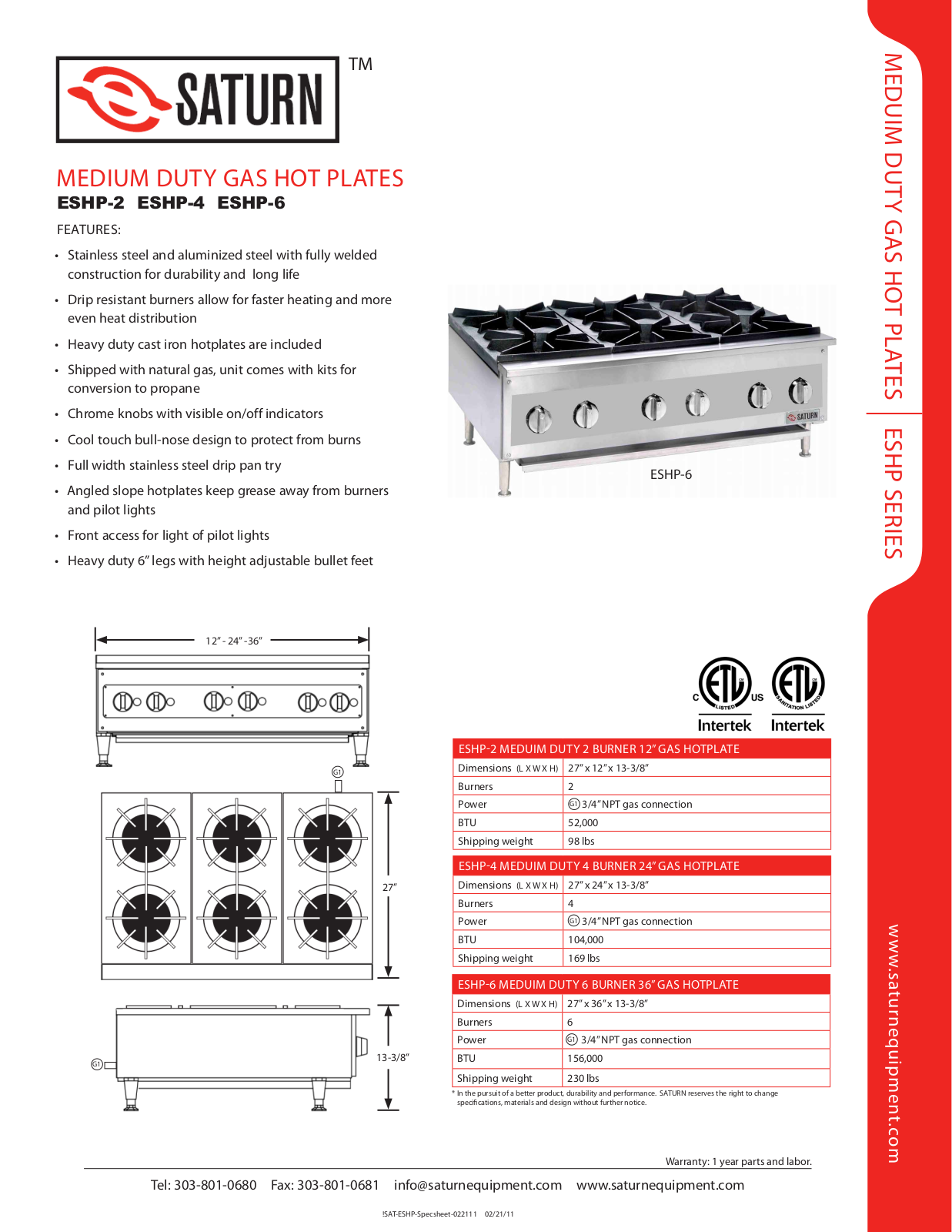 Saturn Equipment ESHP-2 User Manual