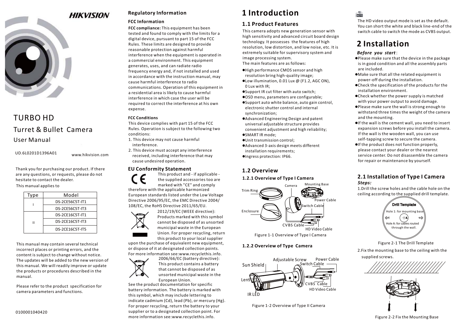 Hikvision DS-2CE56C5T-IT1-2, DS-2CE56C5T-IT1-3, DS-2CE56C5T-IT1-6, DS-2CE56C5T-IT1-8 User Manual