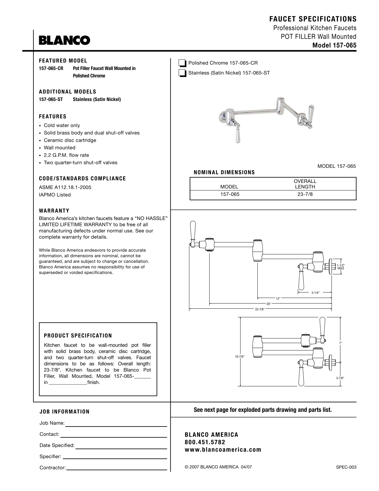 Blanco 157-065 User Manual