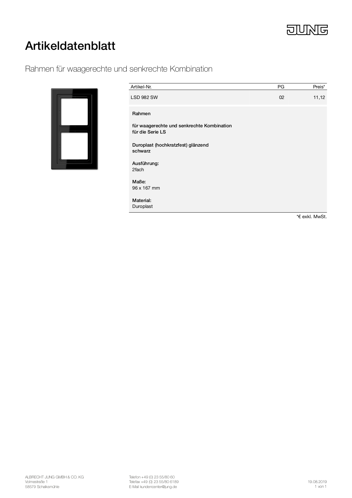 Jung LSD 982 SW User Manual