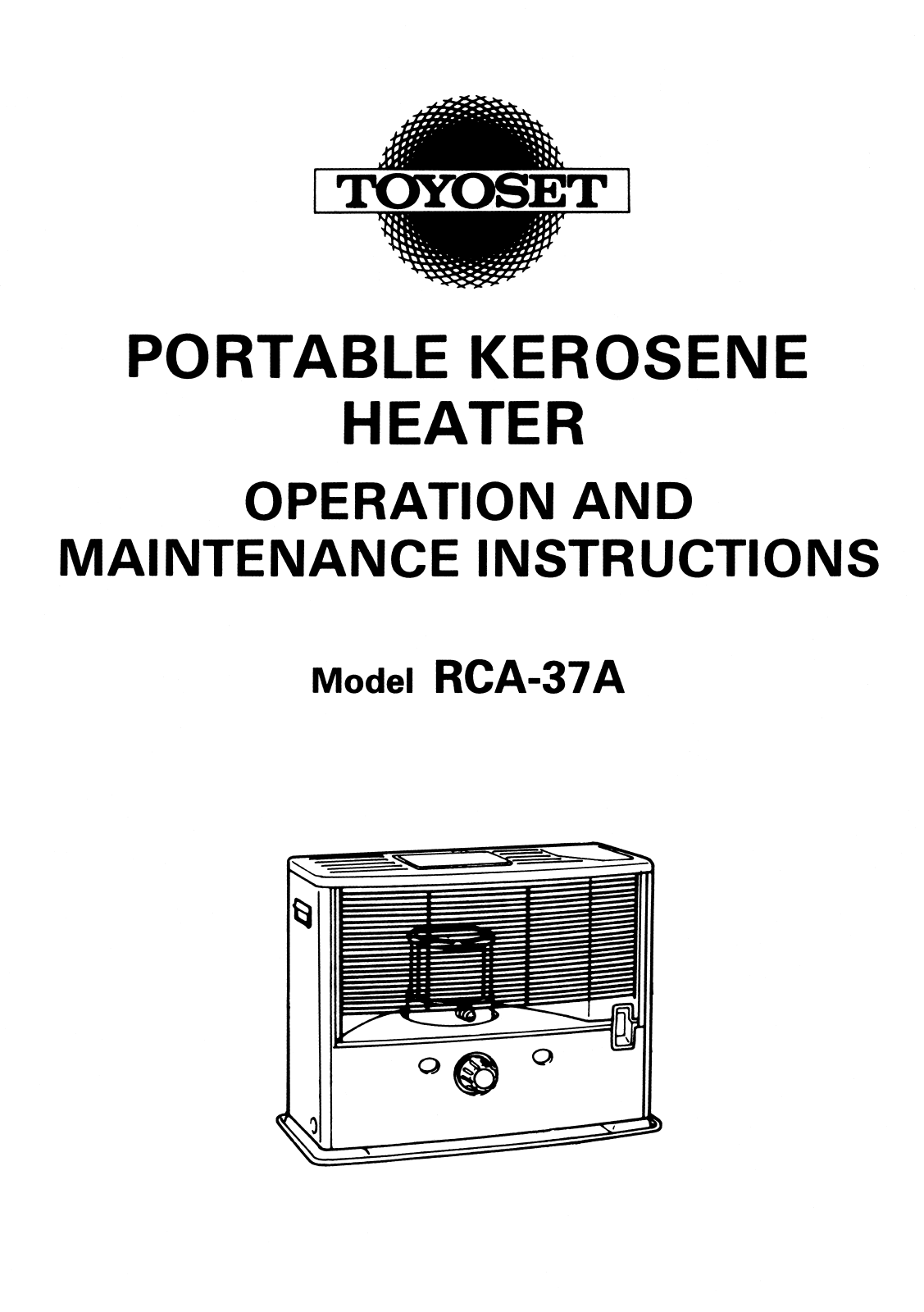 Toyotomi RCA-37A Owner's Manual