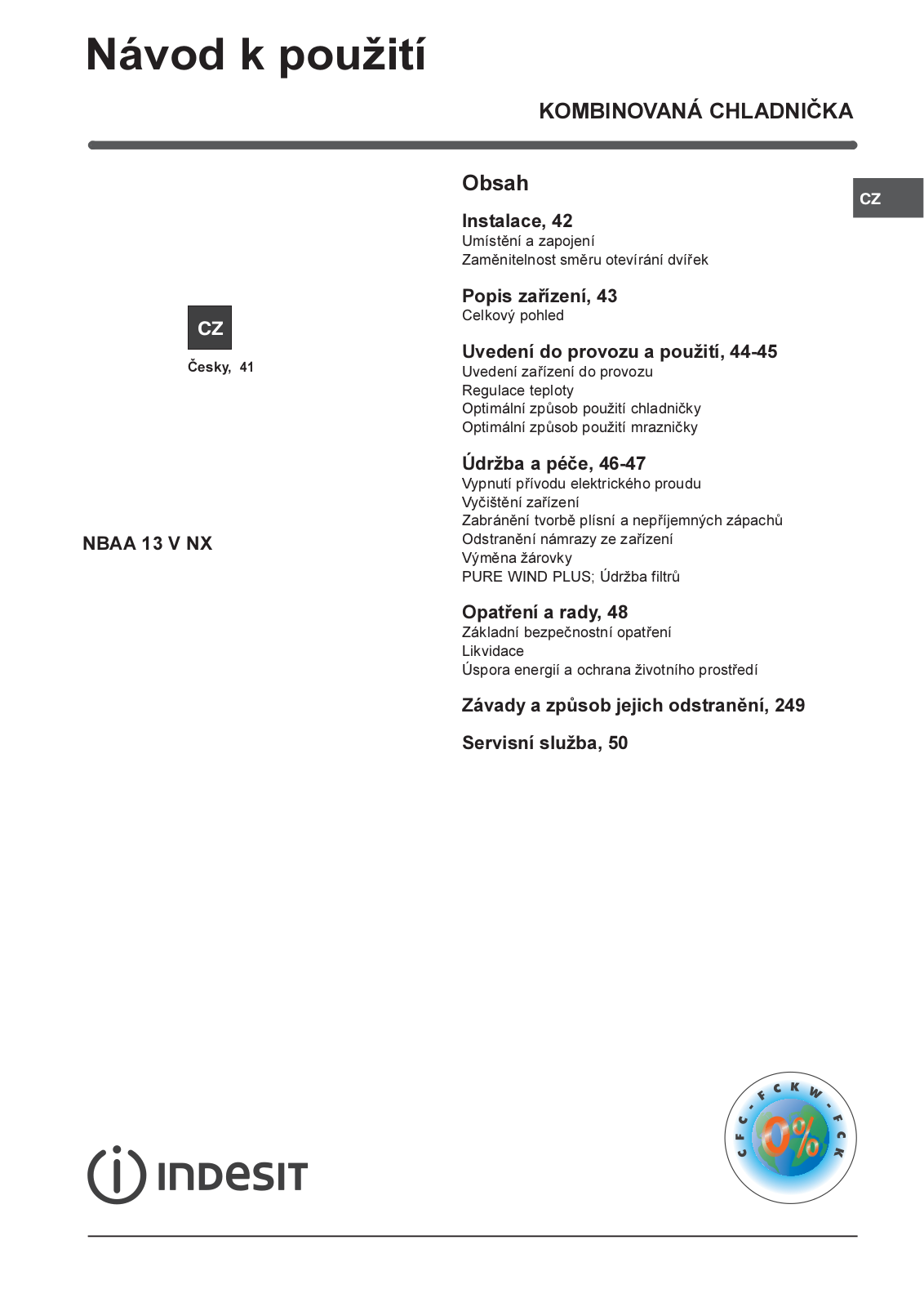 Indesit NBAA 13 NF NX Iridium User Manual