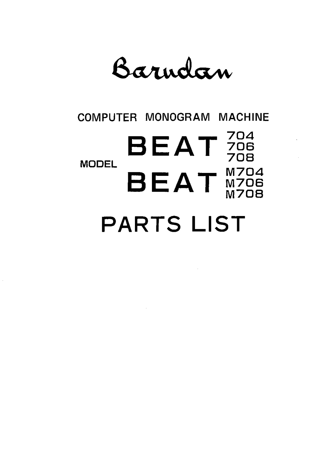 Barudan BEAT-704, BEAT-706, BEAT-708, BEAT-M704, BEAT-M706 User Manual - ManualMachine.com