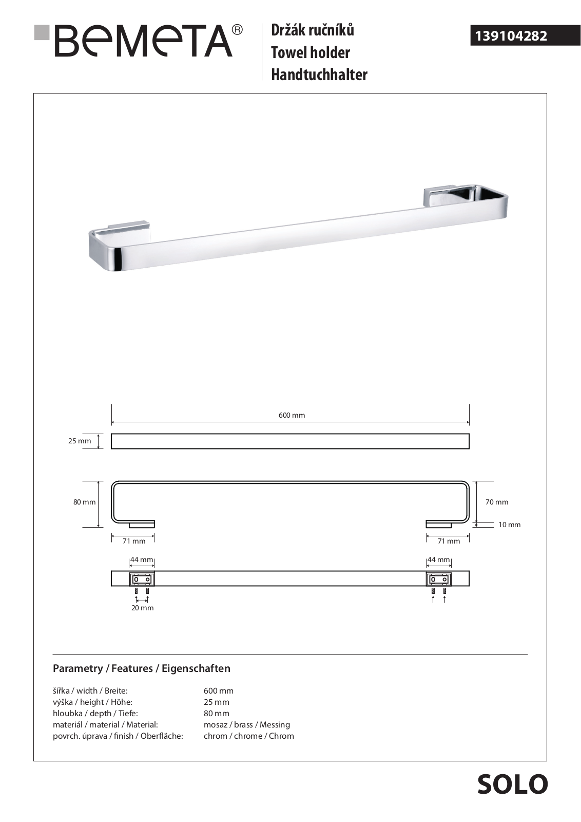 Bemeta Solo 139104282 User guide