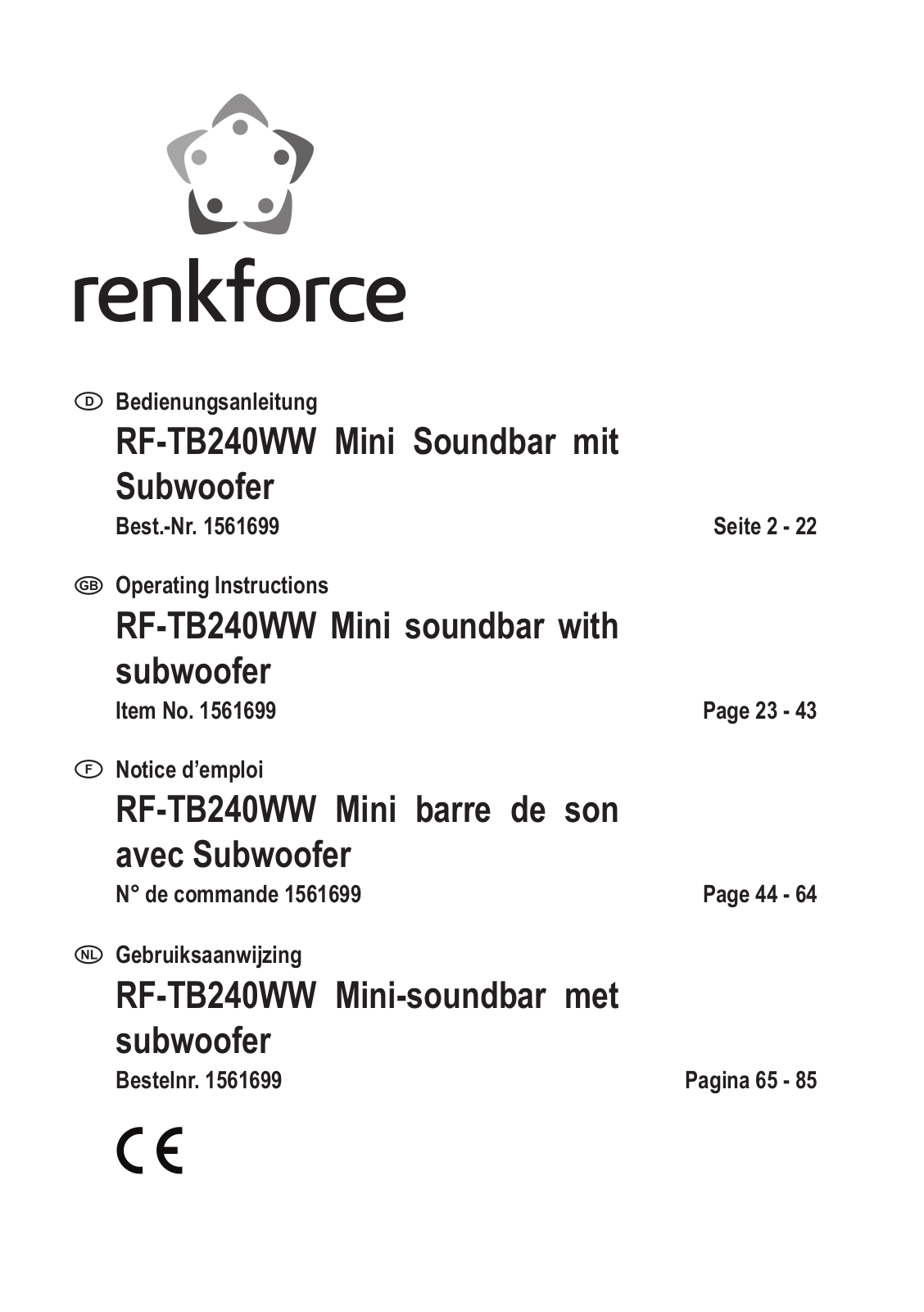 Renkforce 1561699 Operating Instructions