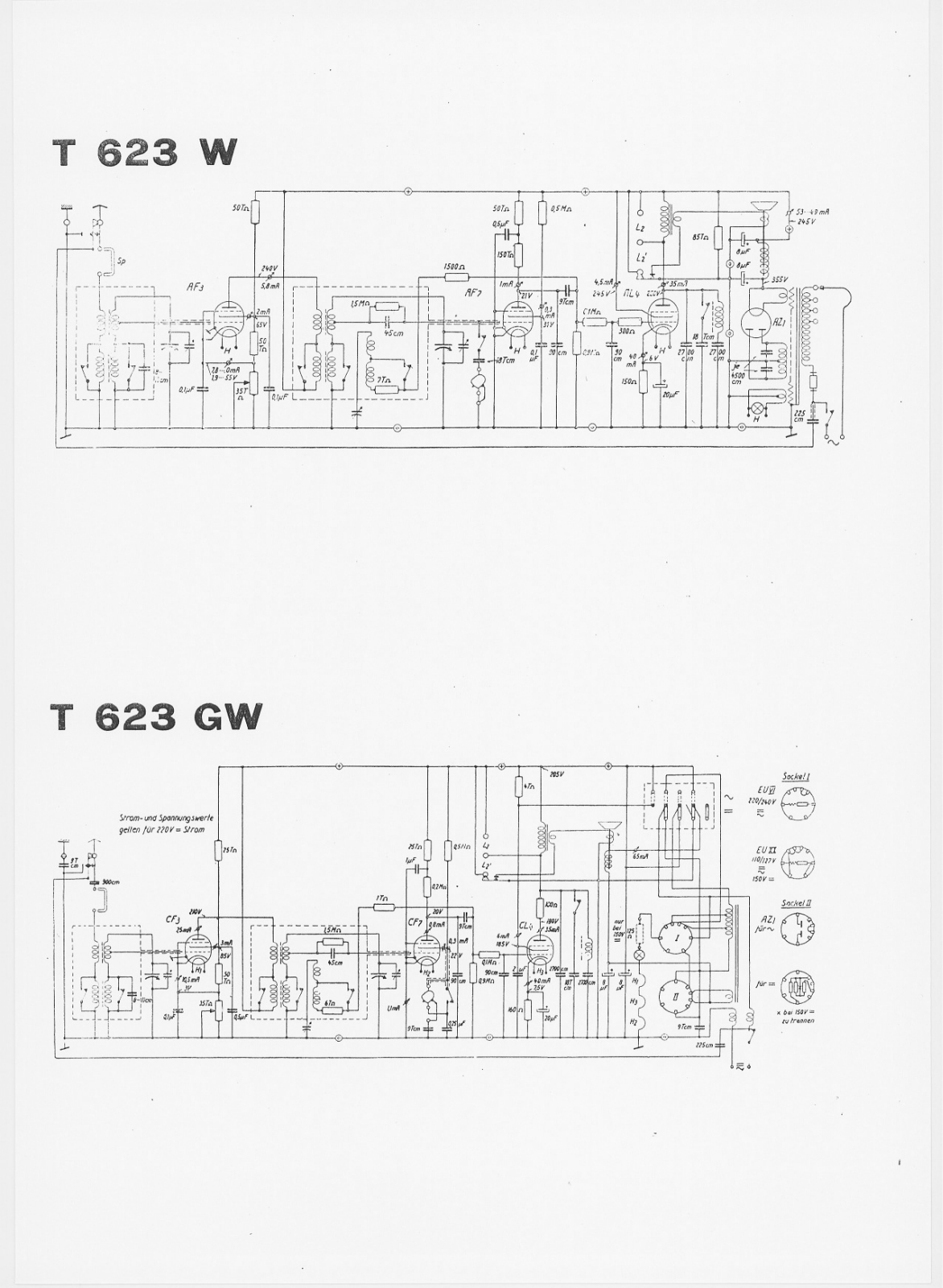 Telefunken T623-W, T623-GW Schematic