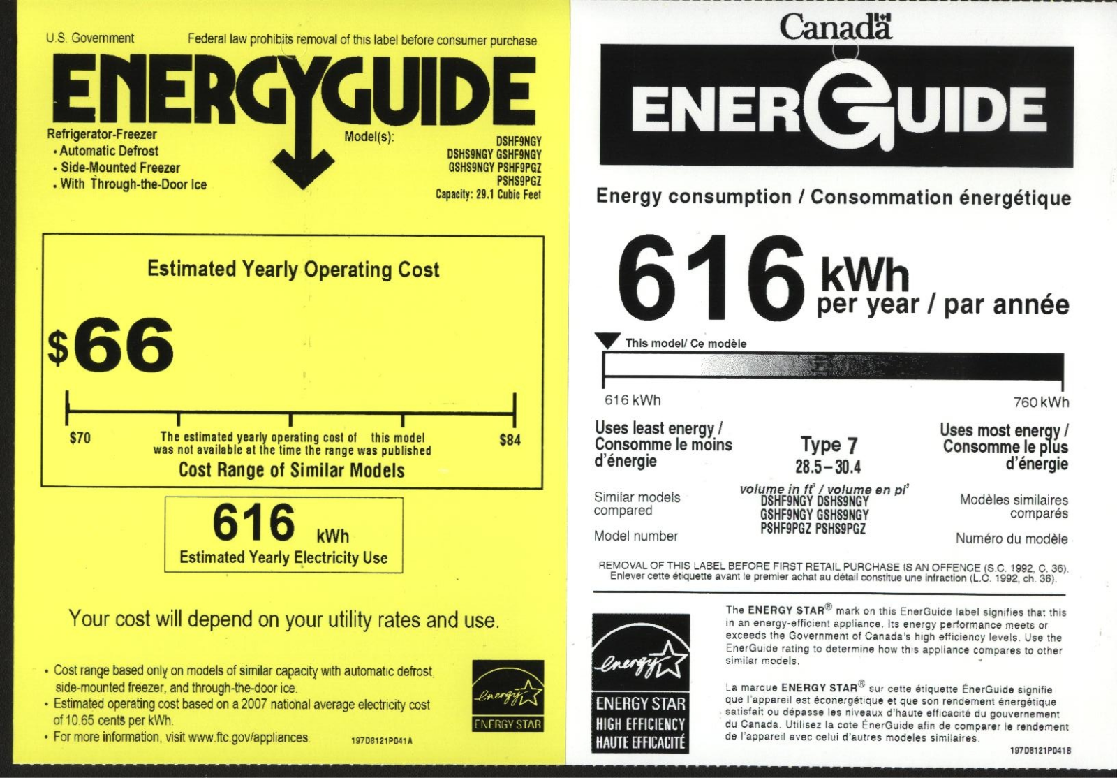 General Electric GSHF9NGYBB User Manual