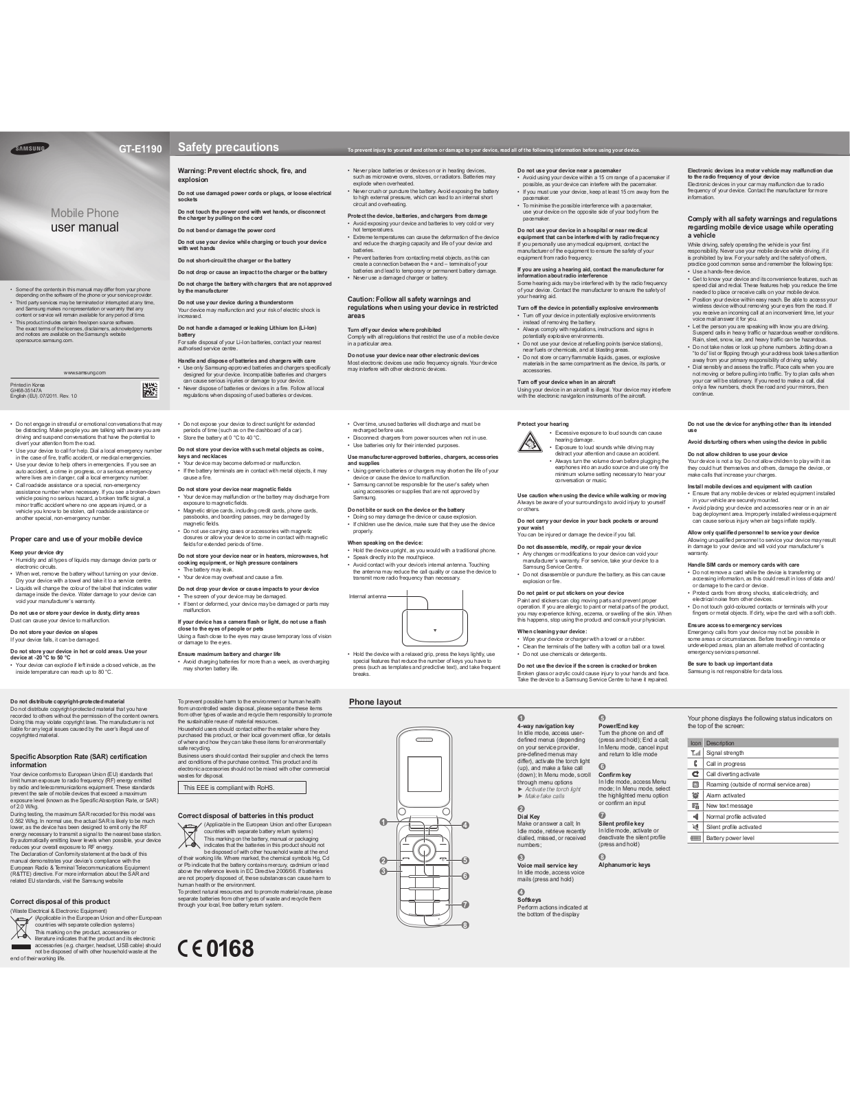 Samsung GT-E1190 User Manual