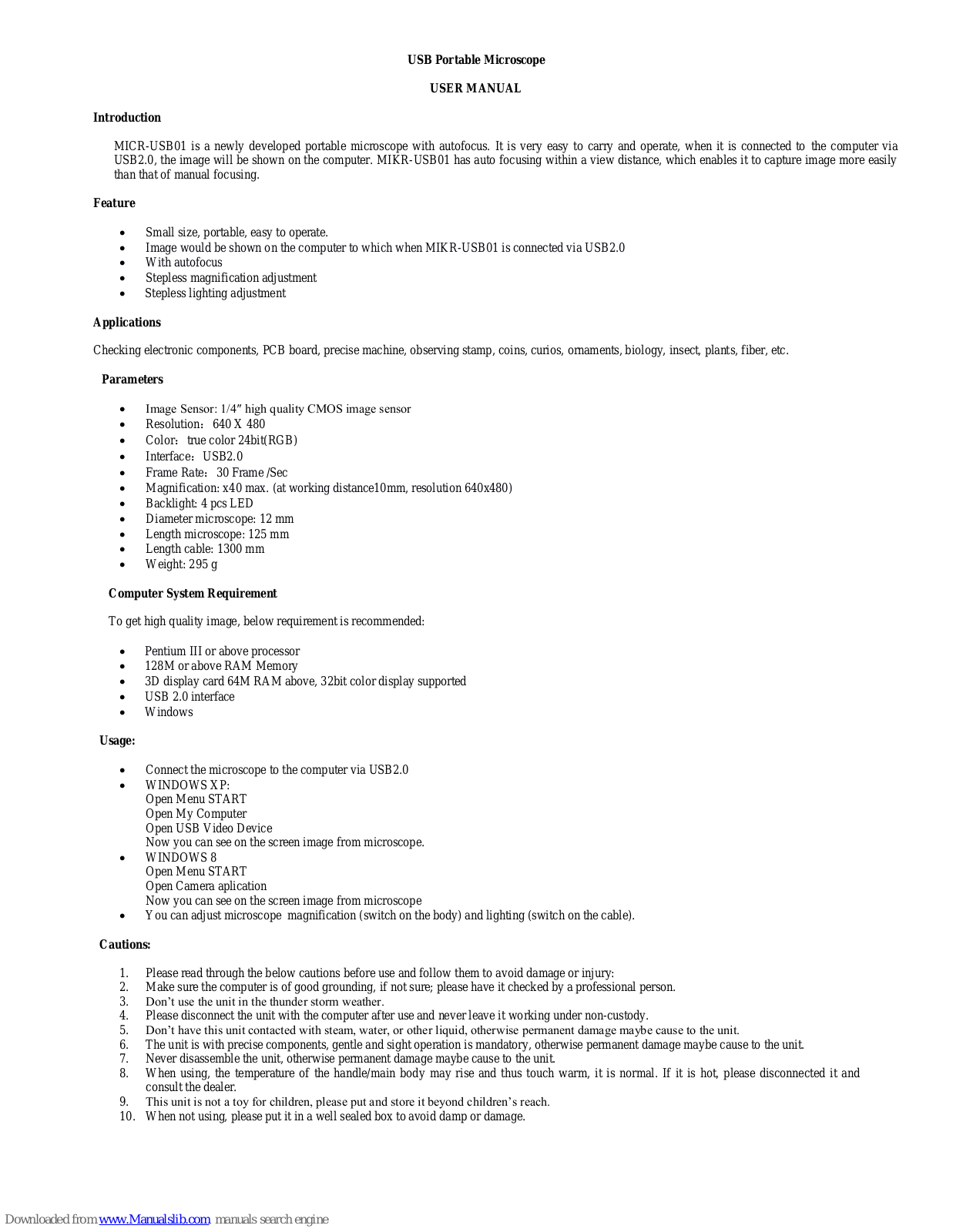 TME MIKR-USB01 User Manual