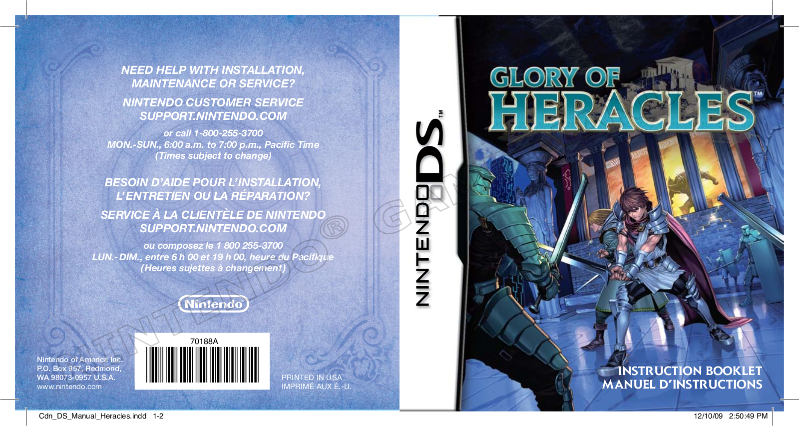 NINTENDO DS Glory of Heracles User Manual