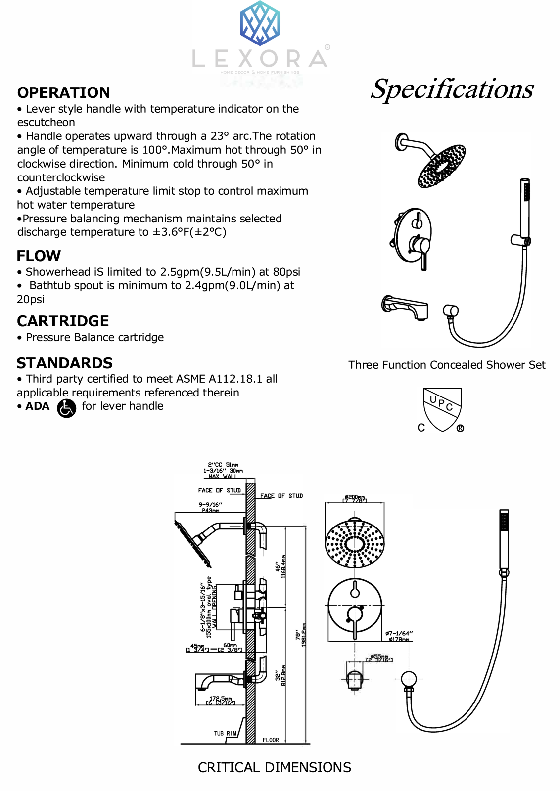 Lexora LSS11011CH, LSS11011MB Specifications - ManualMachine.com