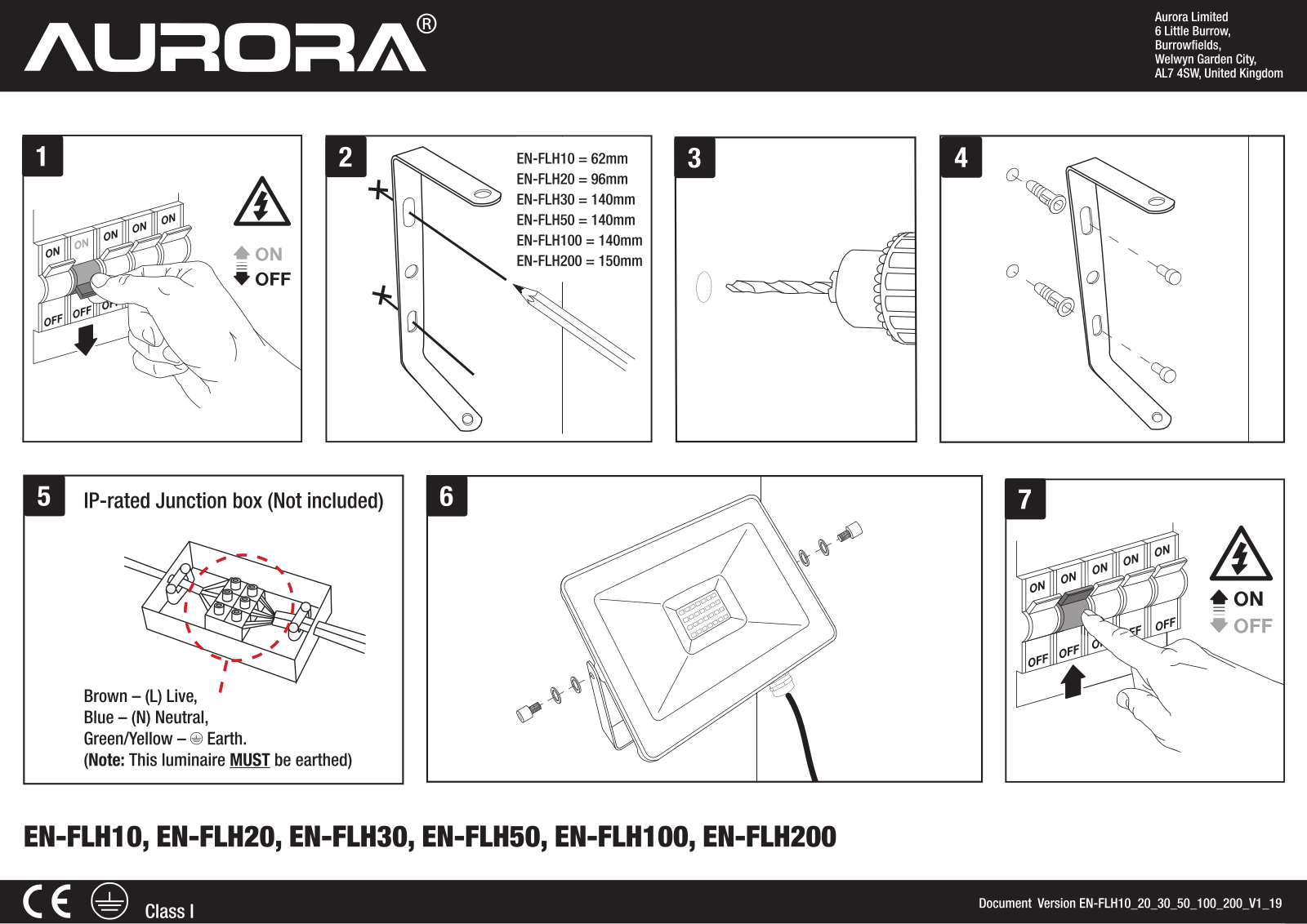 Enlite EN-FLH10W, EN-FLH10PW, EN-FLH10BLK, EN-FLH50BLK, EN-FLH30BLK Installation Instructions