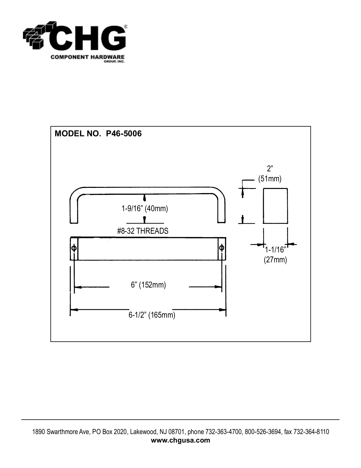 Component Hardware P46-5006 User Manual