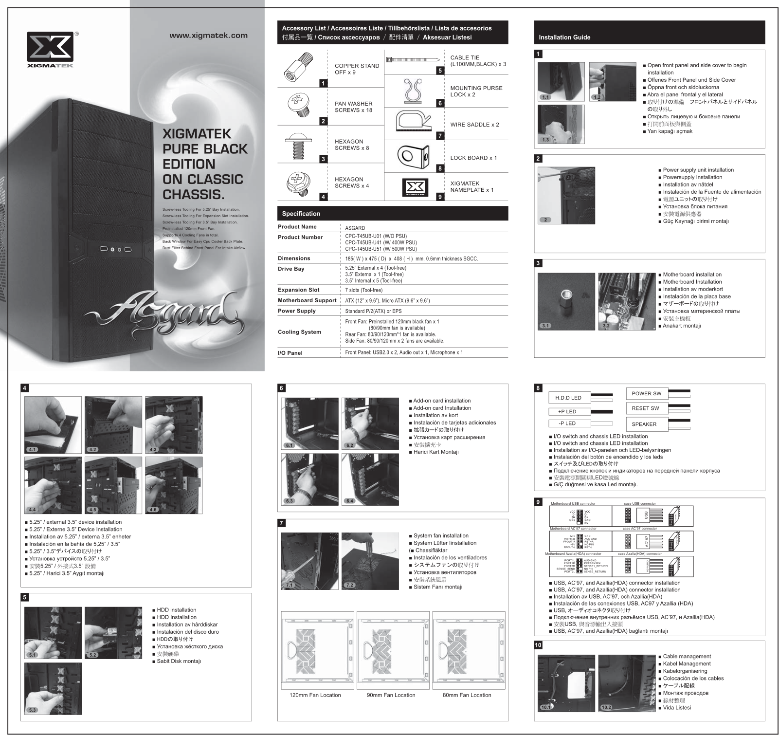 Xigmatek ASGARD, CPC-T45UB-U01, CPC-T45UB-U41, CPC-T45UB-U51 User guide