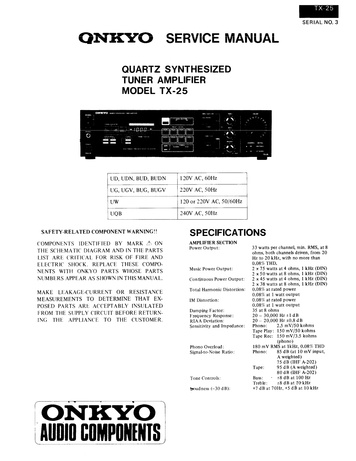 Onkyo TX-25 Service manual