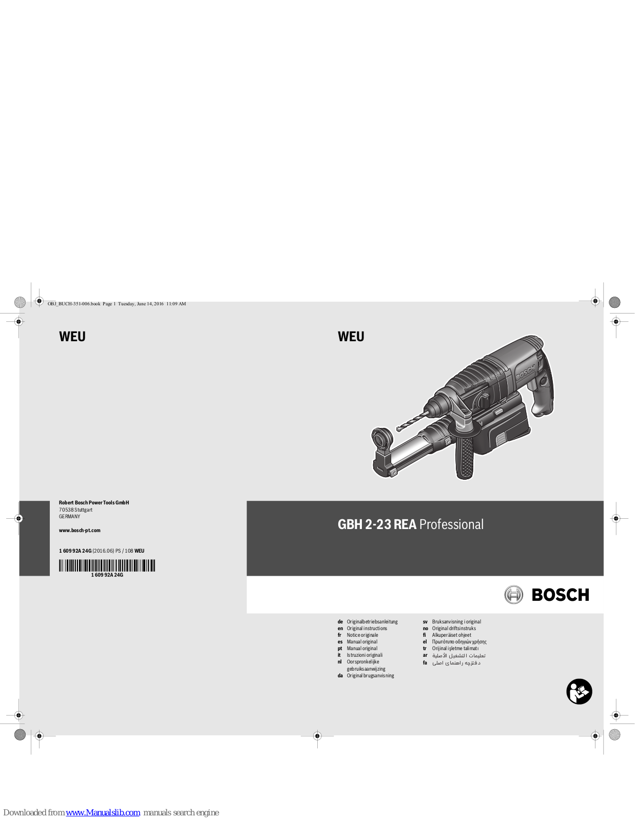 Bosch GBH 2-23 REA Professional Original Instructions Manual