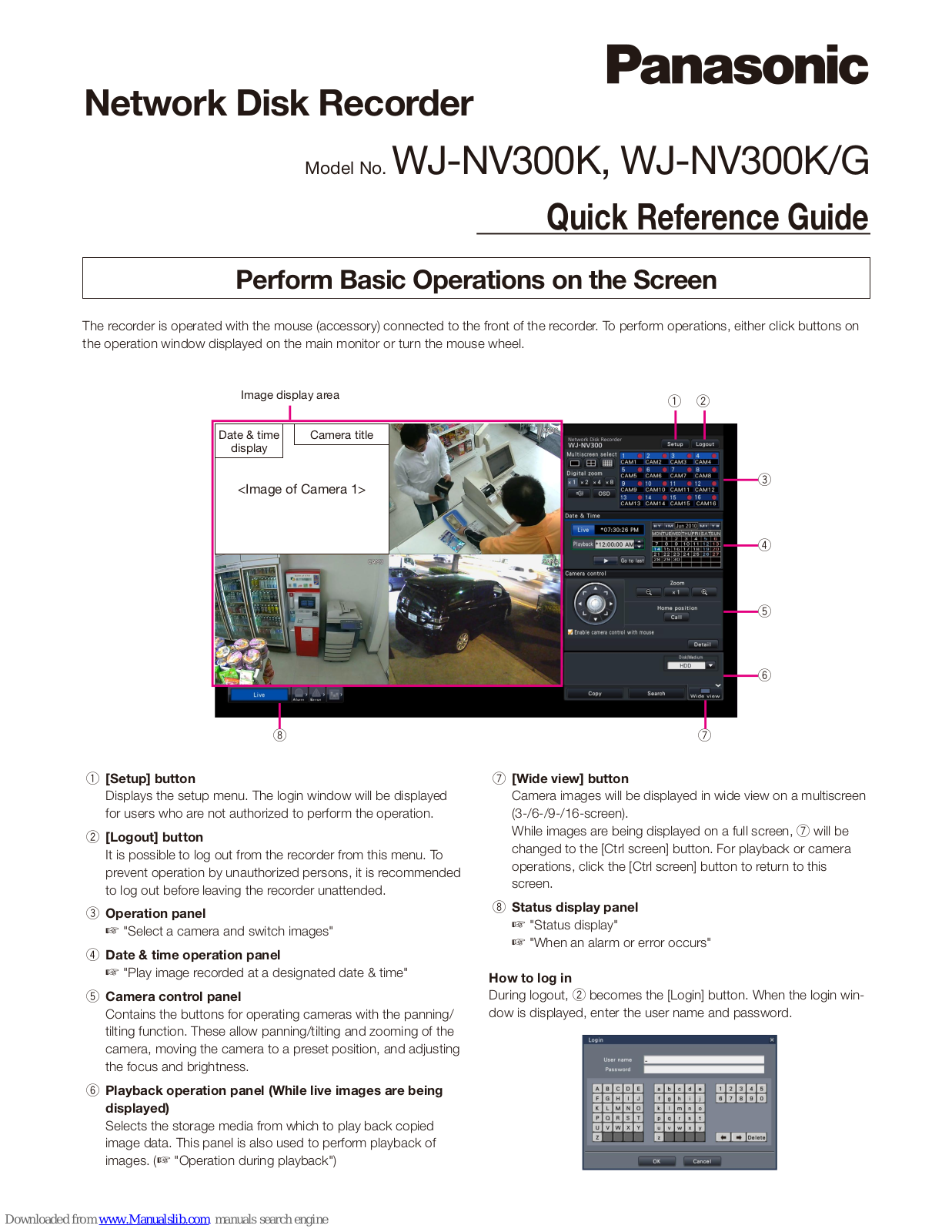 Panasonic WJ-NV300K, WJ-NV300G, WJ-NX300K/G, WJ-NX300K Quick Reference Manual