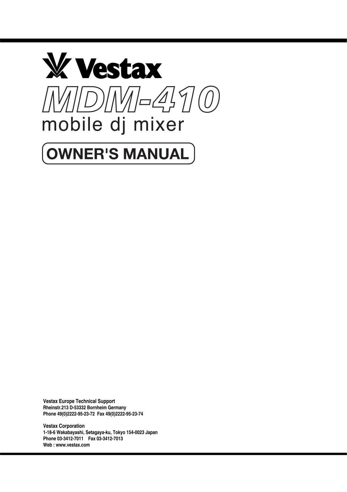 Vestax MDM-410 User Manual