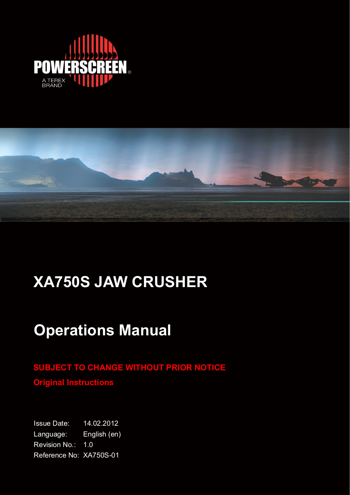 Powerscreen XA750S Operation Manual - ManualMachine.com