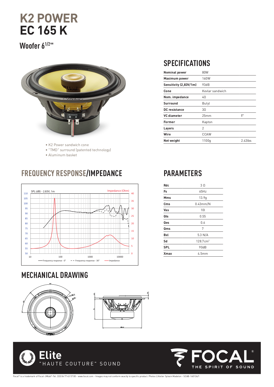 Focal EC165K Specification Sheet