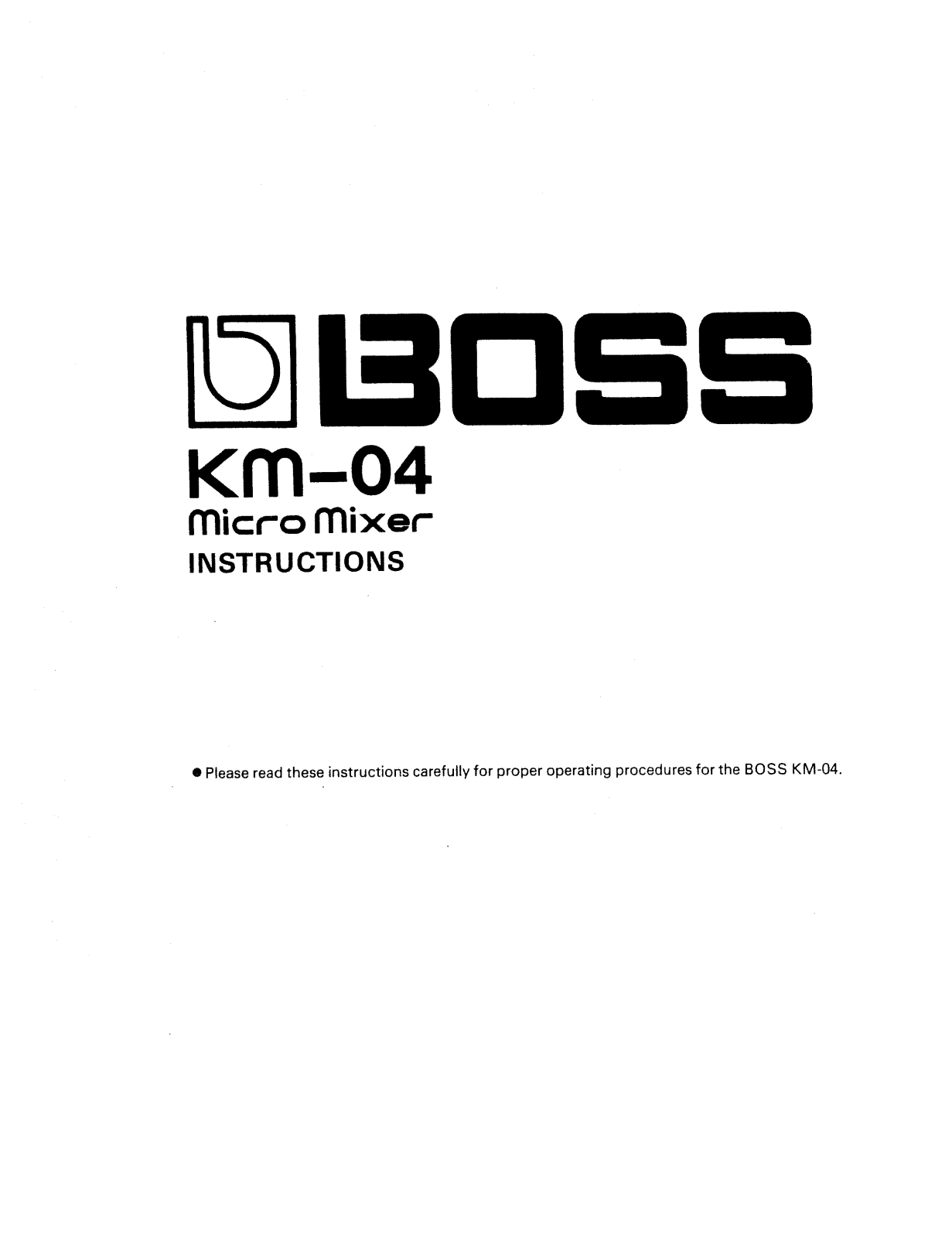 Roland Corporation KM-04 Owner's Manual