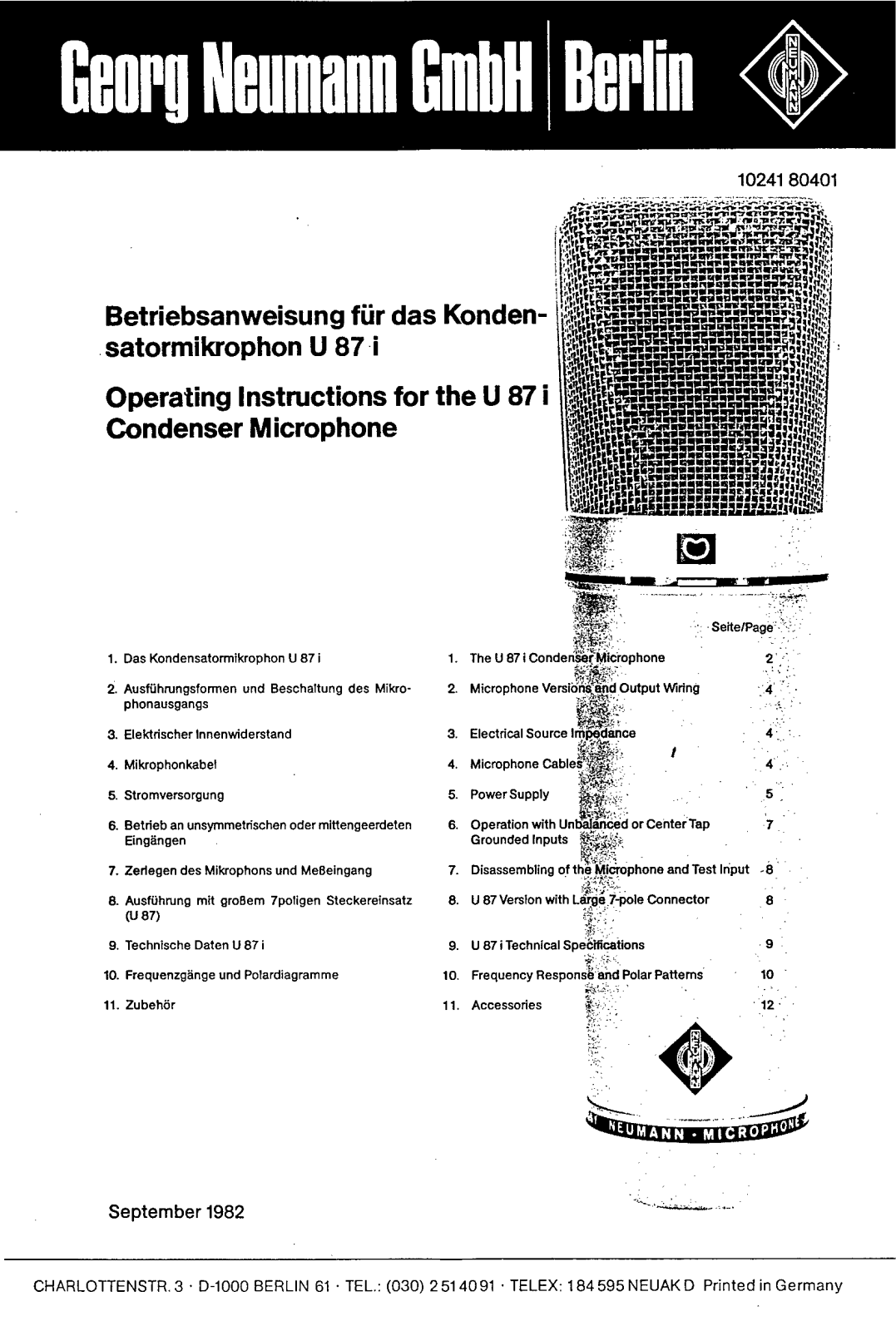 Neumann U 87 i User Manual