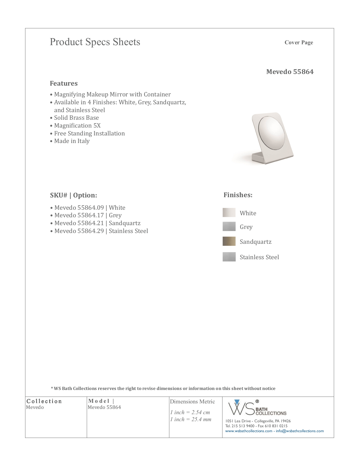 WS Bath Collections WSO3167 Specifications - ManualMachine.com