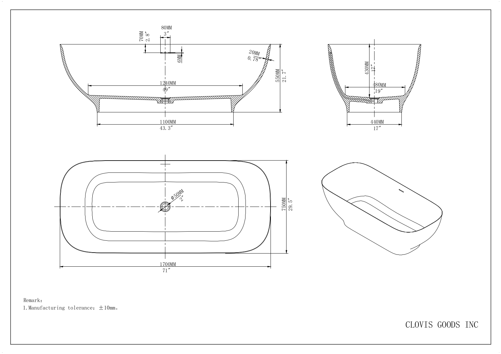 Clovis Goods ERVT1083 Dimensions - ManualMachine.com