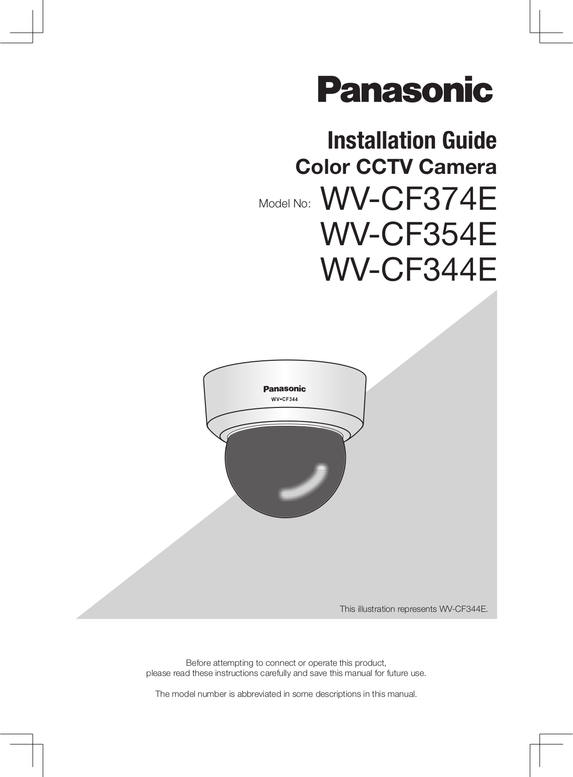 Panasonic WV-CF300 Installation Guide