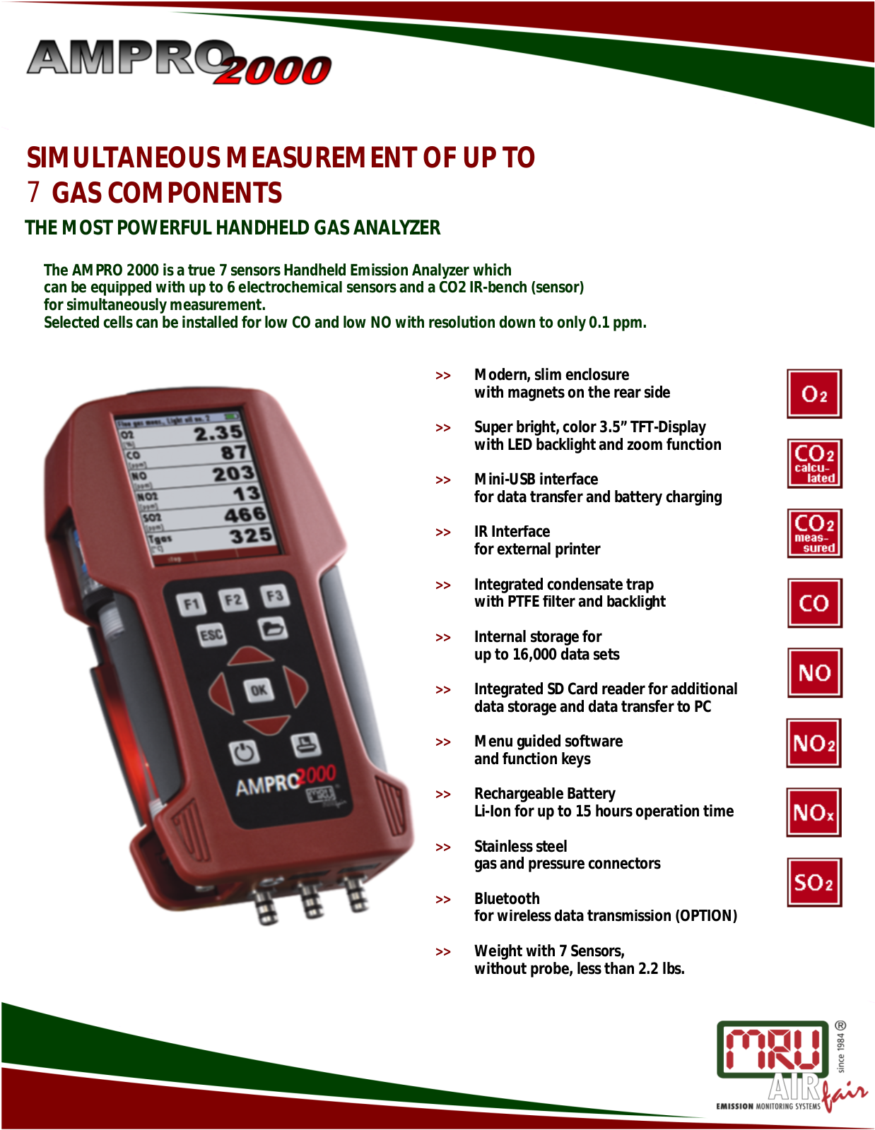 MRU Instruments AMPRO 2000 Specifications