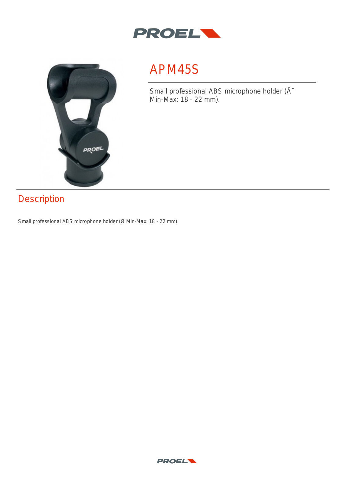 PROEL APM45S TECHNICAL SPECIFICATIONS - ManualMachine.com