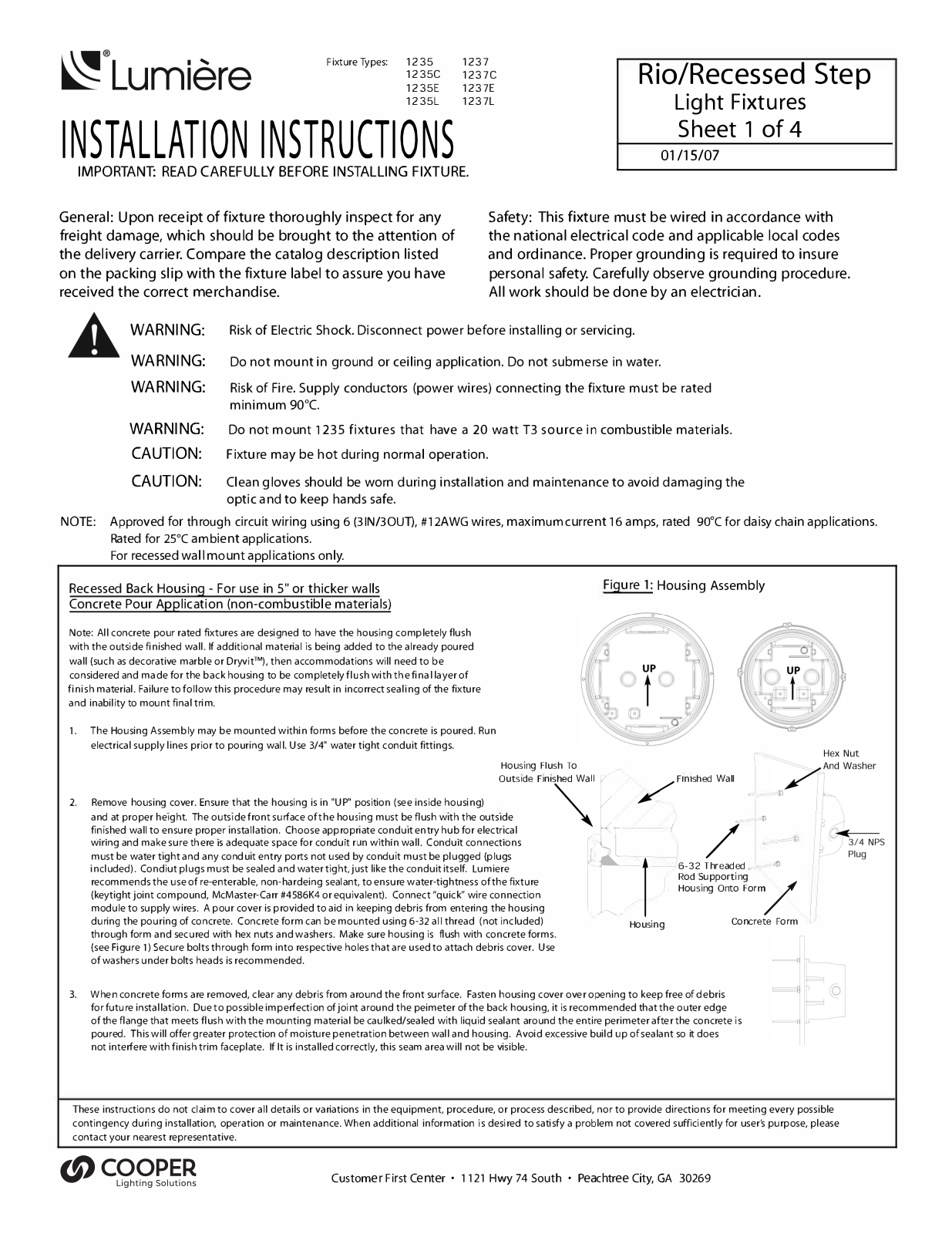 Lumiere 1235, 1235C, 1235E, 1235L, 1237 Installation Manual - ManualMachine.com