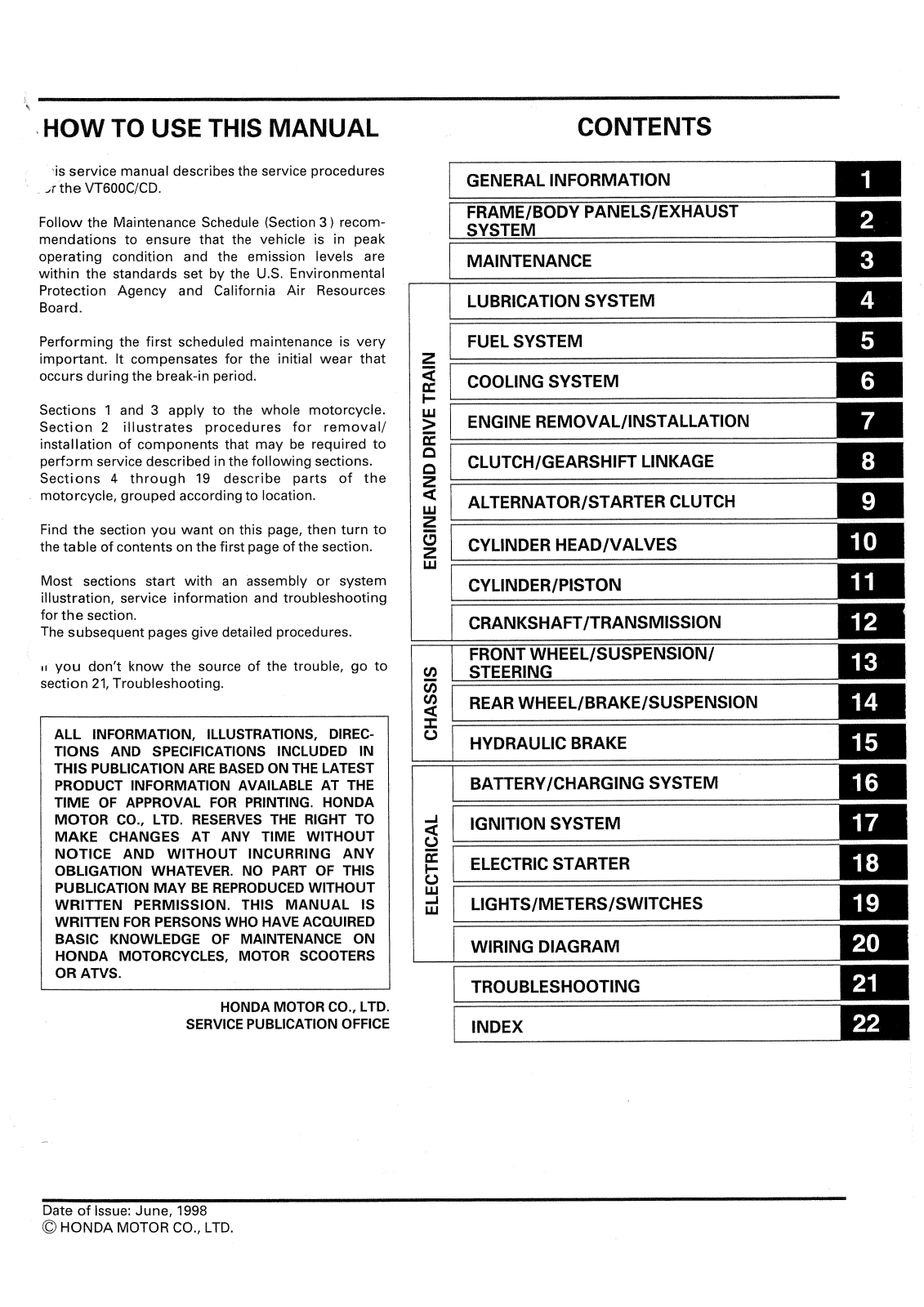 Honda VT600c 97-01, VT600CD 97-01 Service Manual