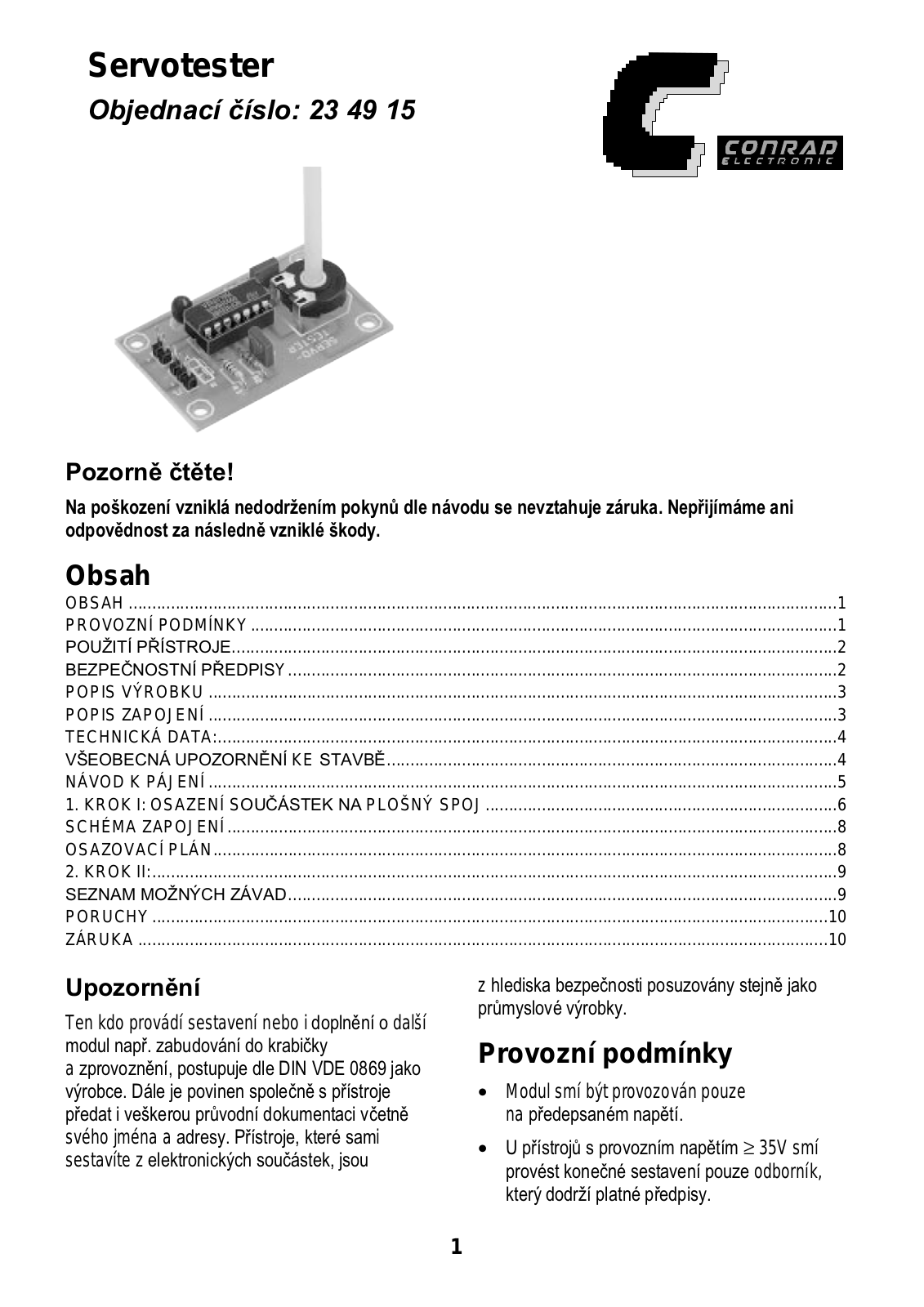 Conrad 234915 Operation Manual