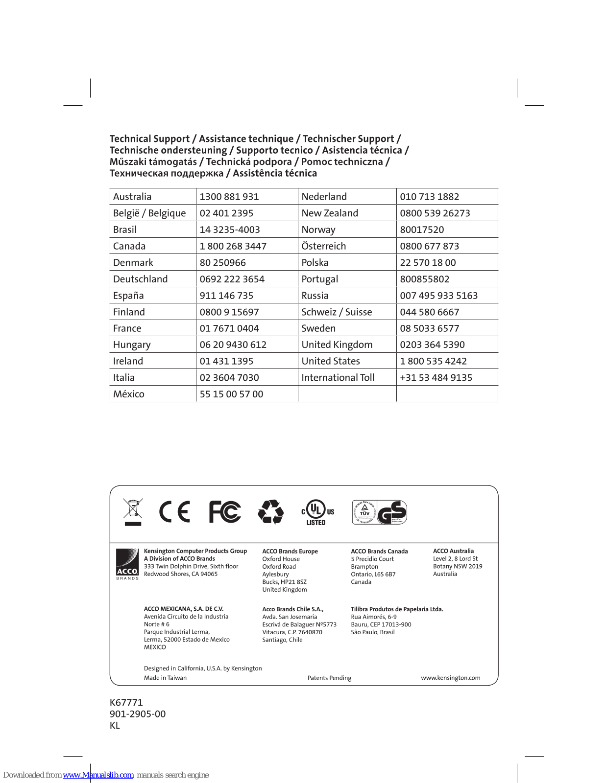 Kensington K67771EU Instruction Manual