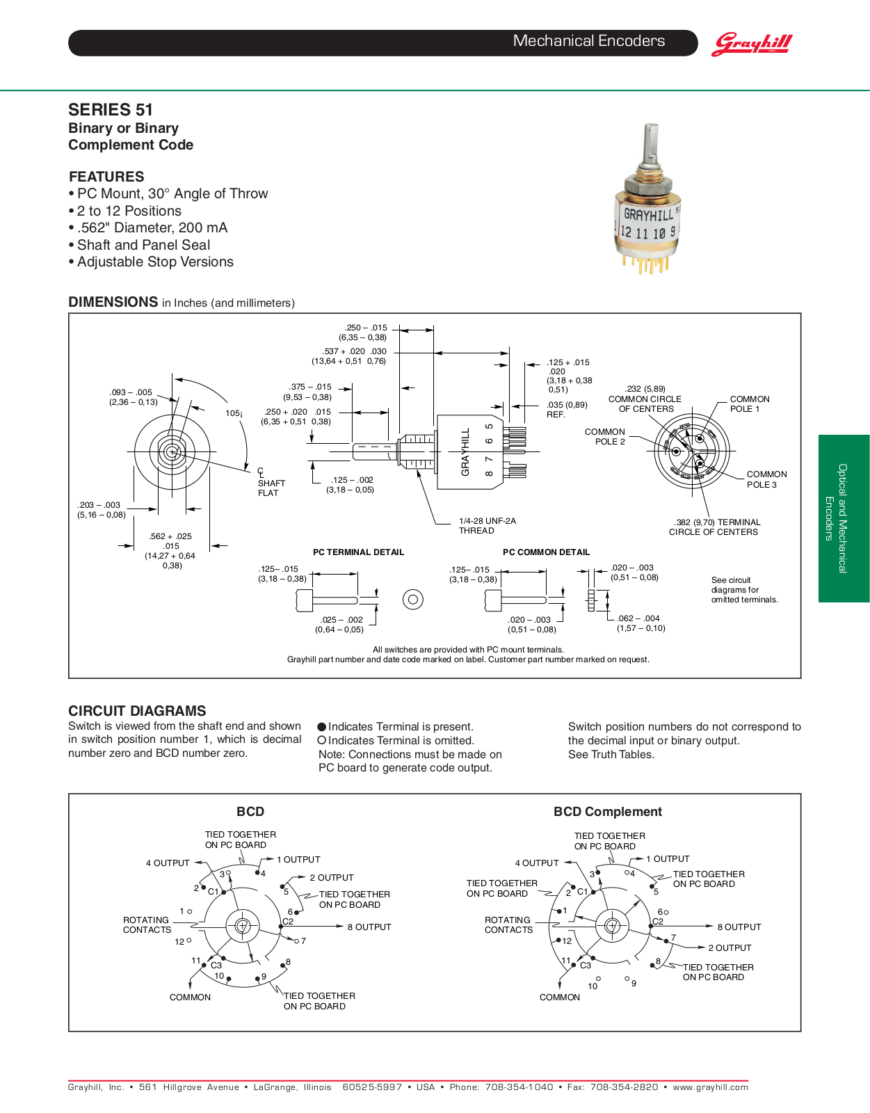 Grayhill Mechanical Rotary Encoders 51 User Manual